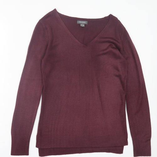 Primark Womens Purple V-Neck  Acrylic Pullover Jumper Size XS