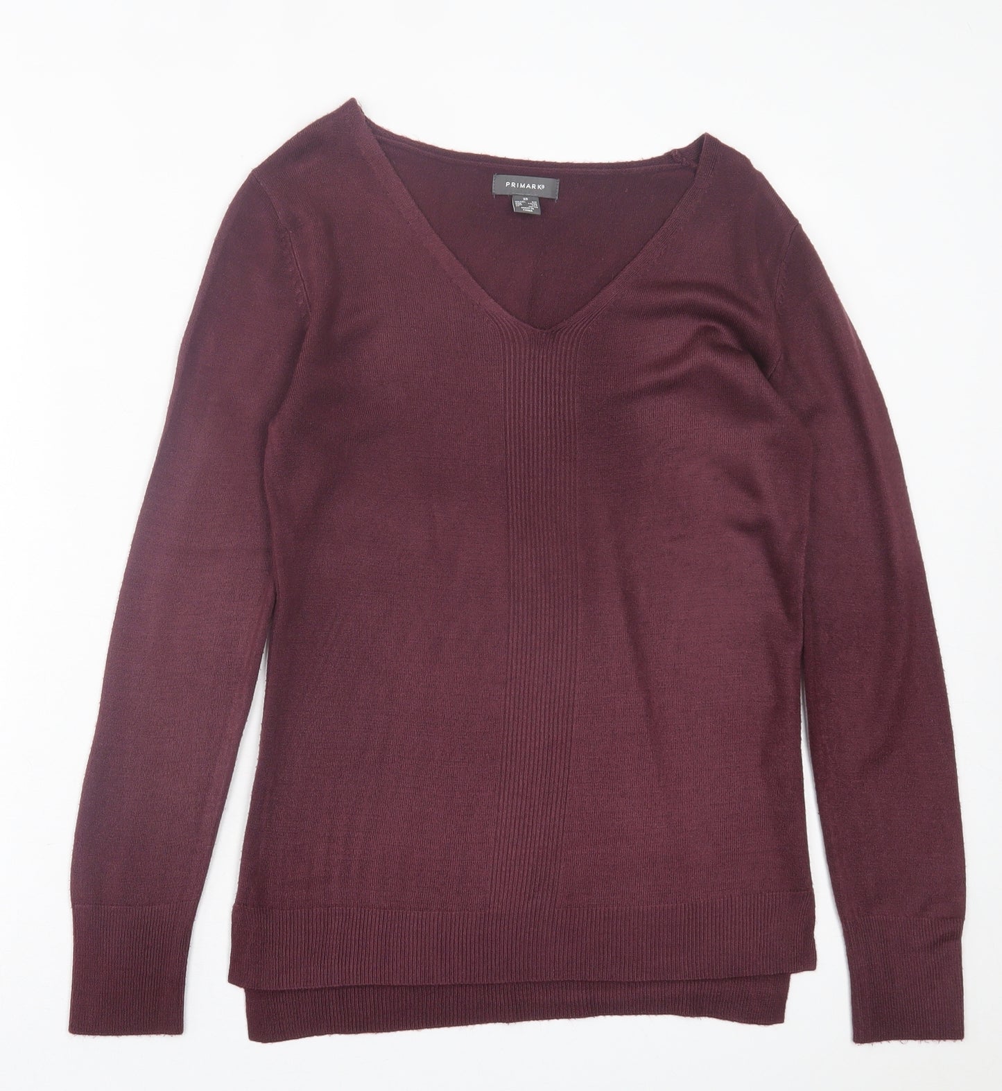 Primark Womens Purple V-Neck  Acrylic Pullover Jumper Size XS