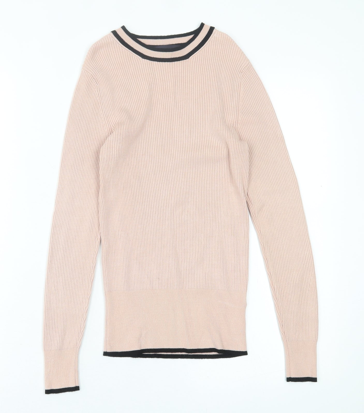 Marks and Spencer Womens Pink Crew Neck  Viscose Pullover Jumper Size 8