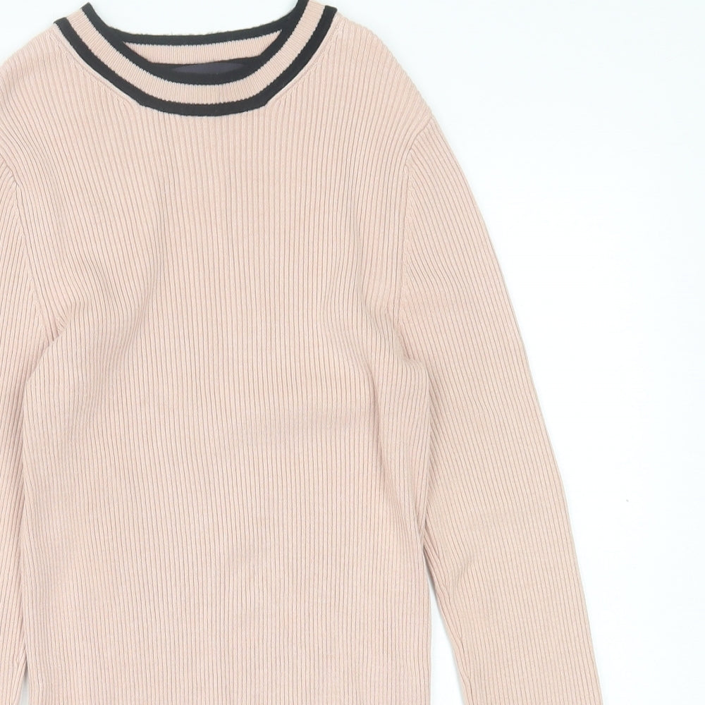 Marks and Spencer Womens Pink Crew Neck  Viscose Pullover Jumper Size 8