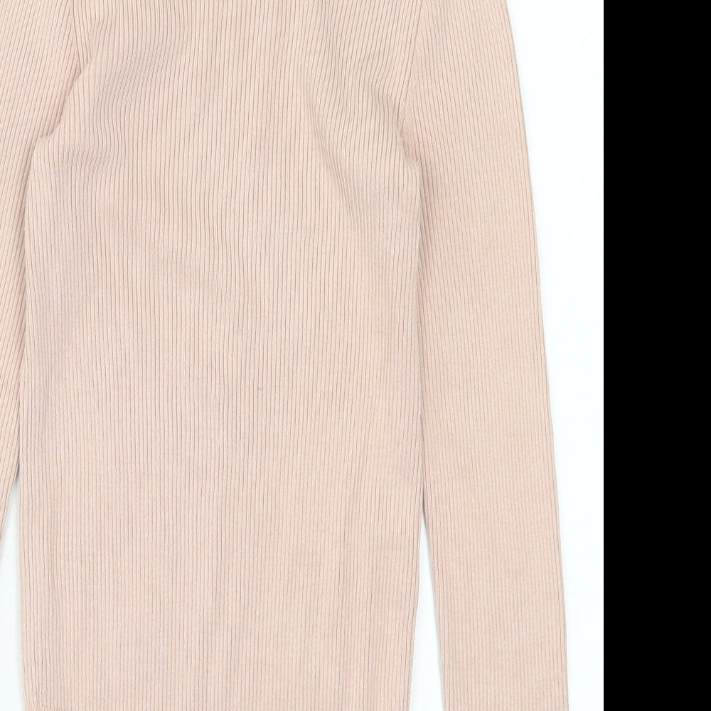 Marks and Spencer Womens Pink Crew Neck  Viscose Pullover Jumper Size 8