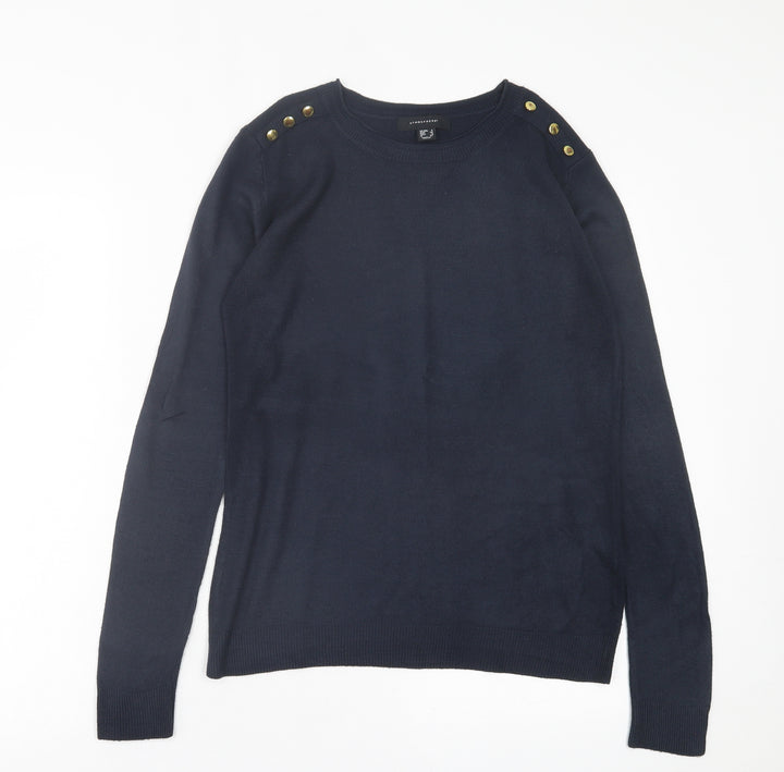 Atmosphere Womens Blue Crew Neck  Acrylic Pullover Jumper Size 8