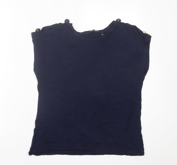 Dorothy Perkins Womens Blue Viscose Basic T-Shirt Size M Crew Neck