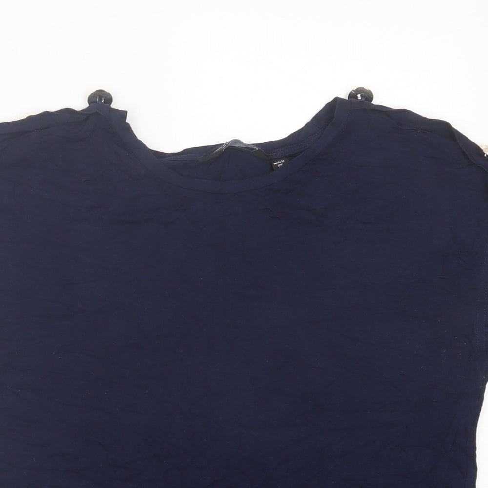 Dorothy Perkins Womens Blue  Viscose Basic T-Shirt Size M Crew Neck