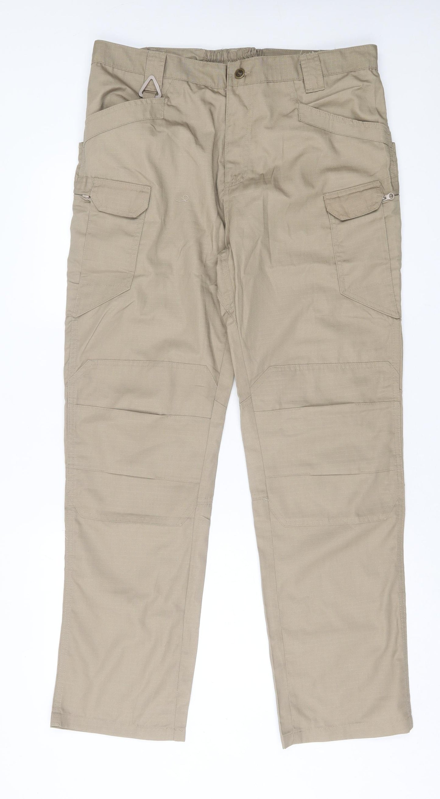 Preworn Mens Brown  Polyester Cargo Trousers Size 2XL L32 in Regular Button
