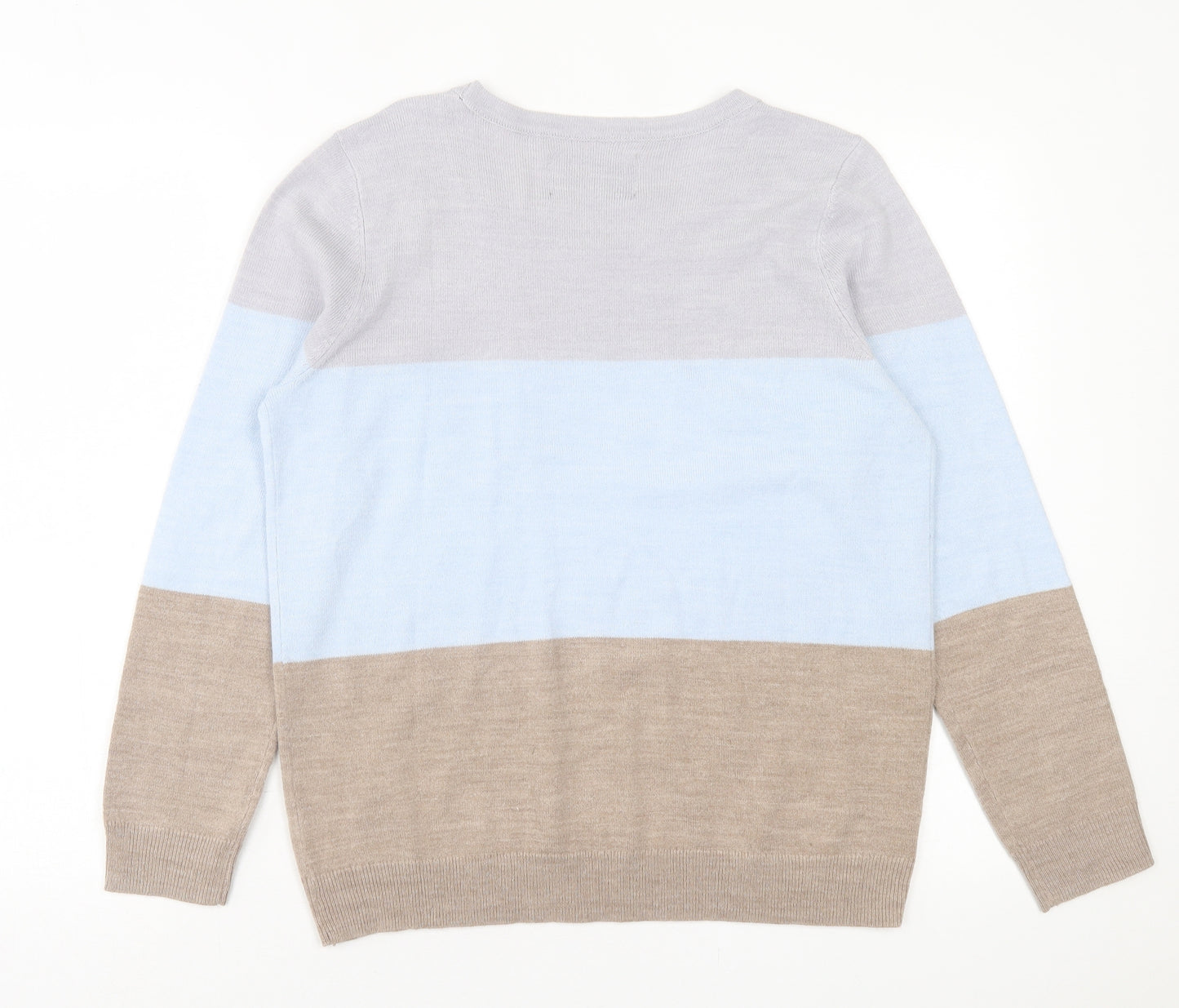 Maine Womens Multicoloured Crew Neck Striped Acrylic Pullover Jumper Size 14