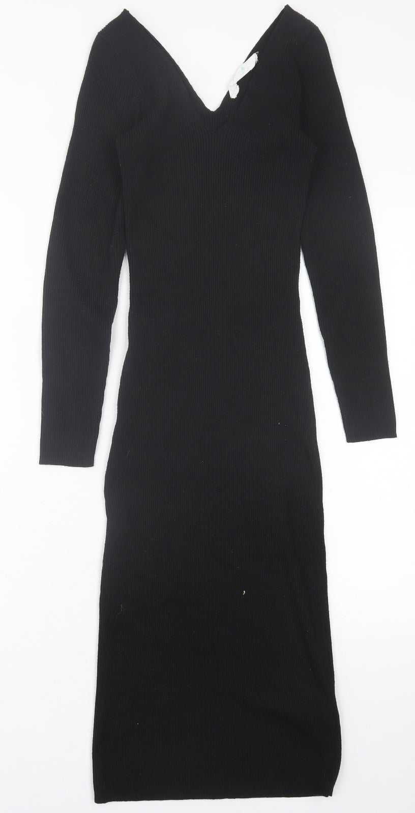 Primark Womens Black  Viscose Jumper Dress  Size XS  V-Neck Pullover