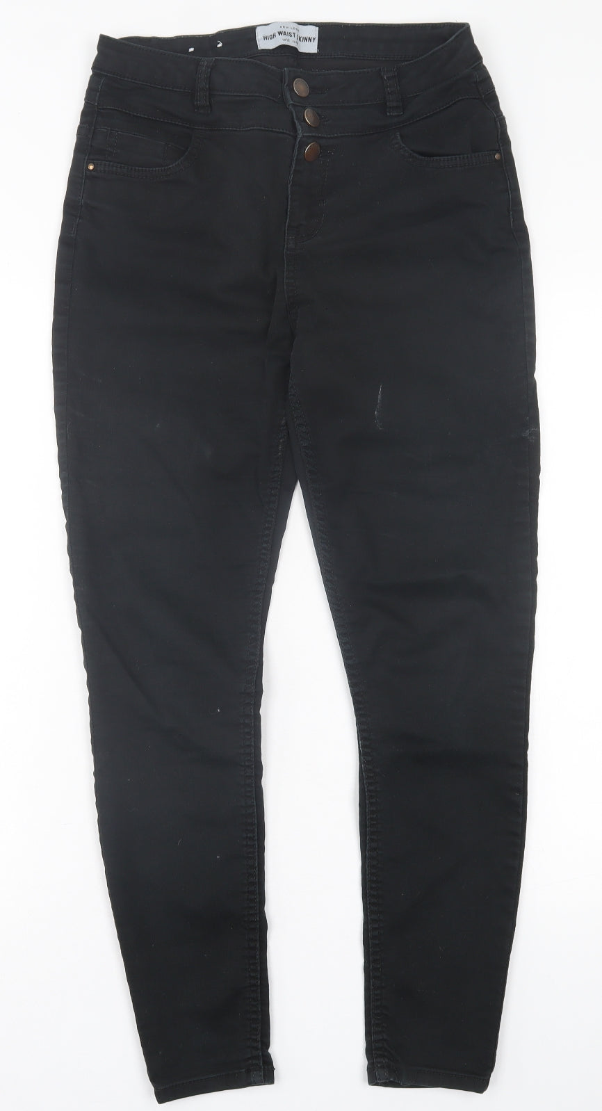 New Look Womens Black  Cotton Skinny Jeans Size 12 L27 in Regular Button