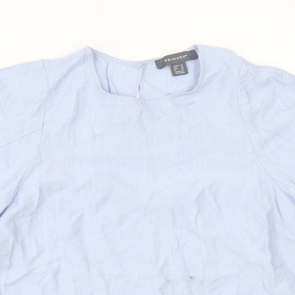 Primark Womens Blue  Viscose Basic T-Shirt Size 14 Crew Neck