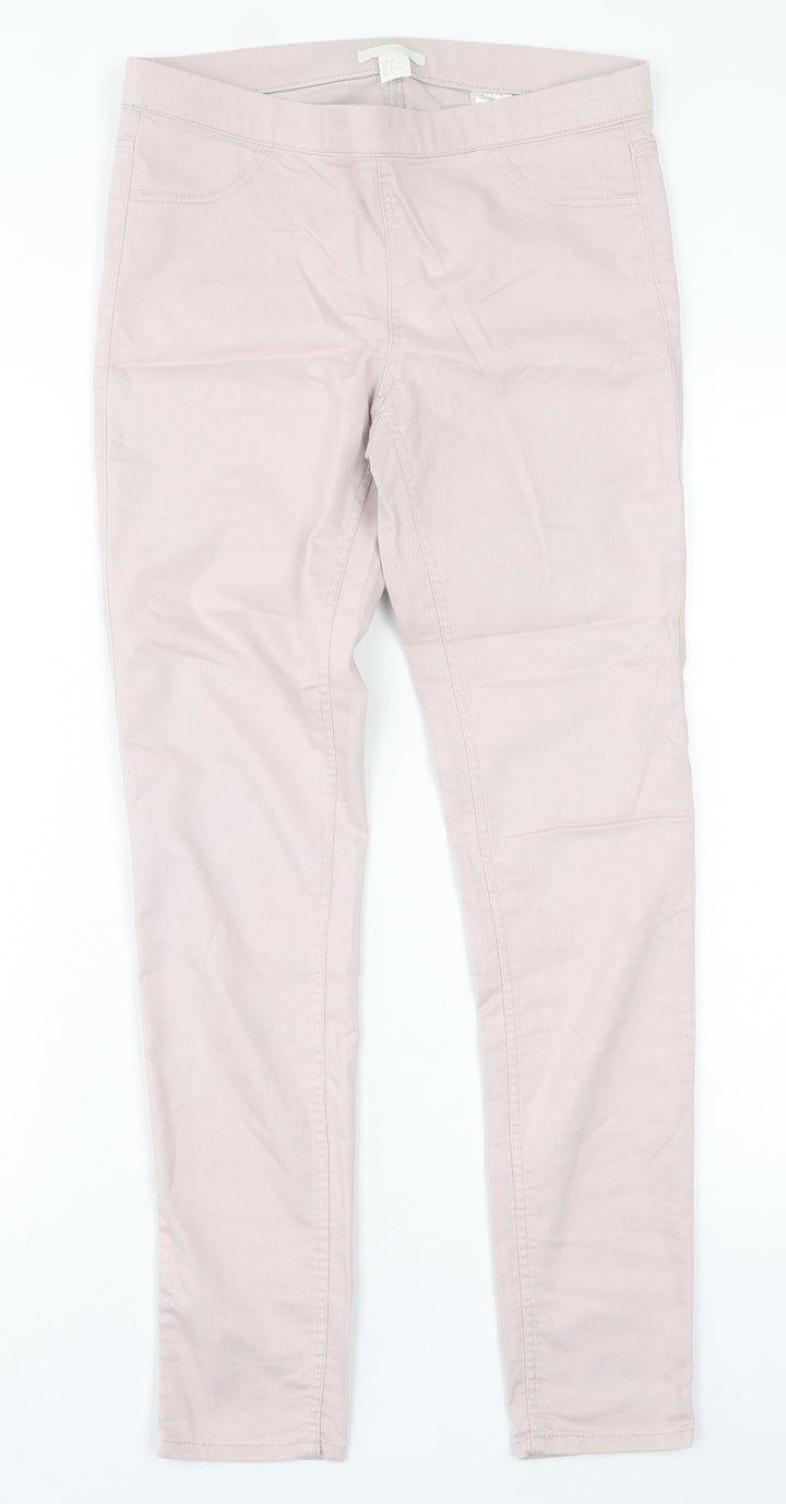 H&M Womens Pink  Cotton Jegging Trousers Size 10 L29 in Regular