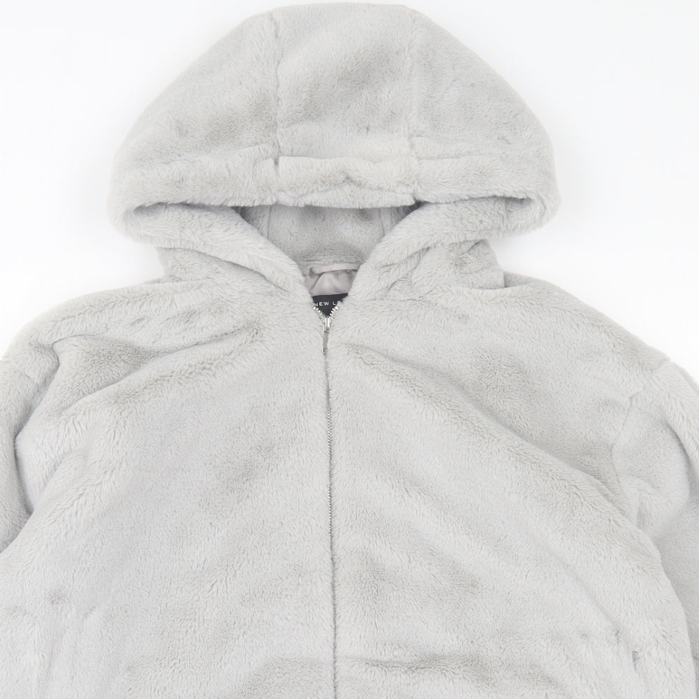 New Look Womens Grey   Jacket Coat Size M  Zip