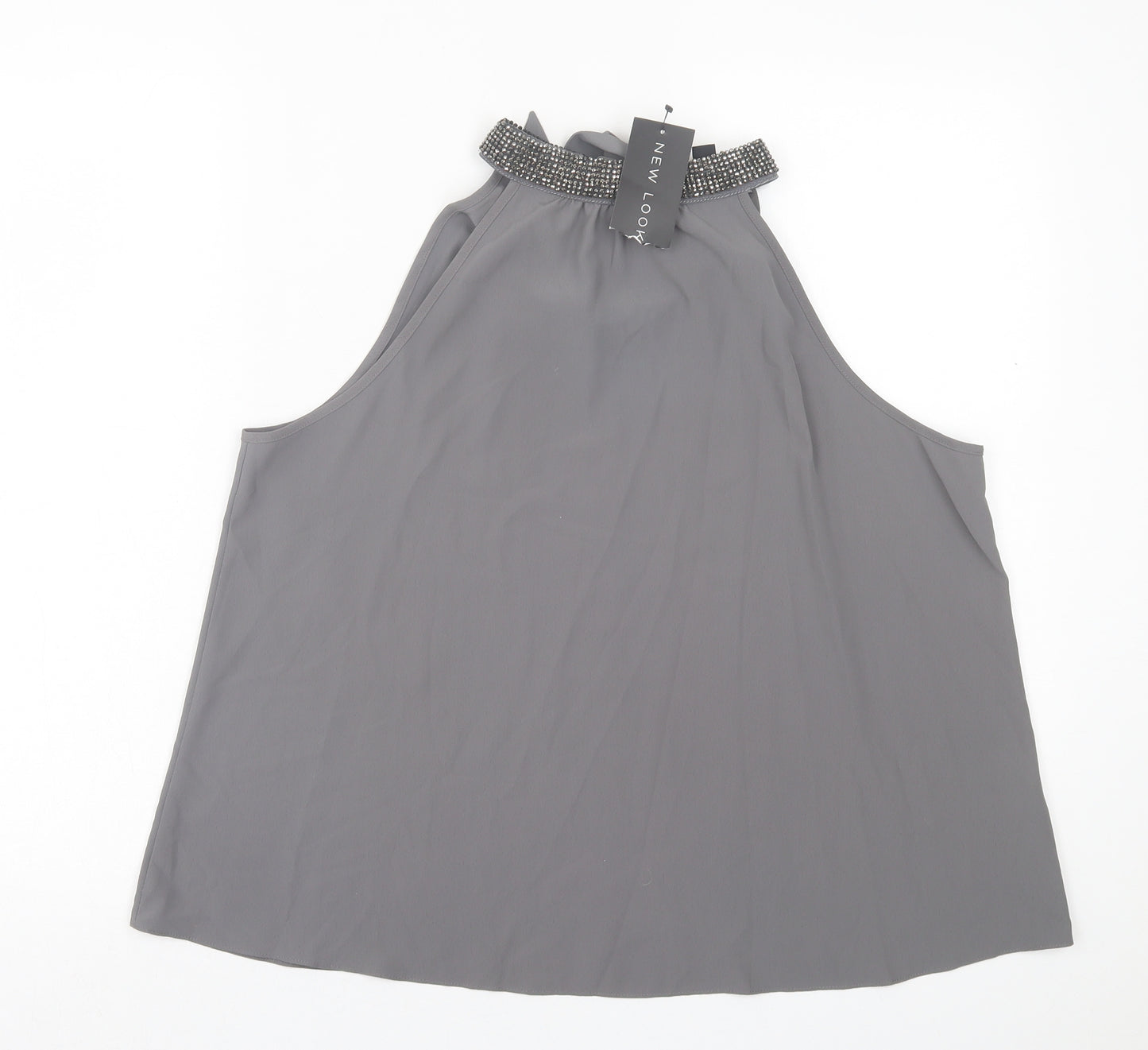 New Look Womens Grey  Polyester Basic Tank Size 12 Halter