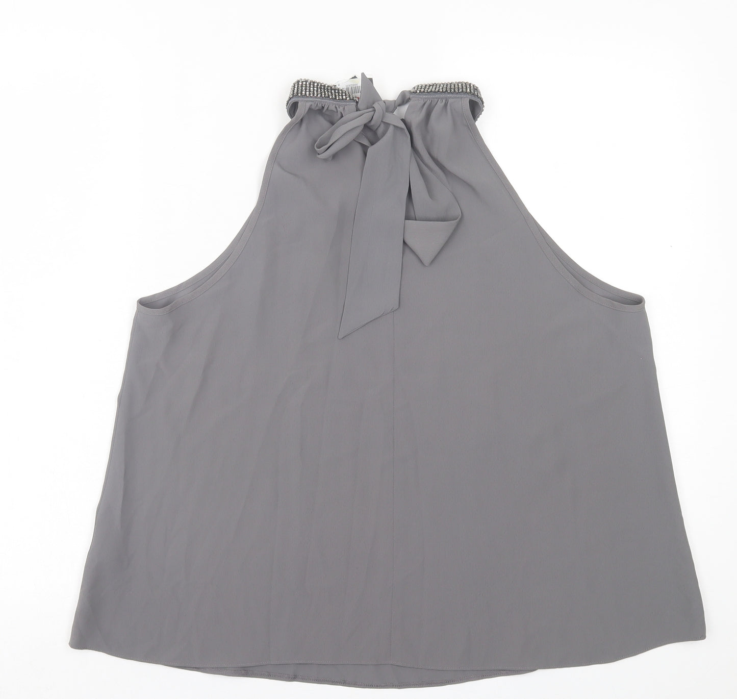 New Look Womens Grey  Polyester Basic Tank Size 12 Halter