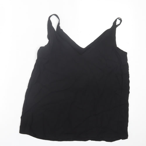 Papaya Womens Black  Polyester Basic Tank Size 8 V-Neck