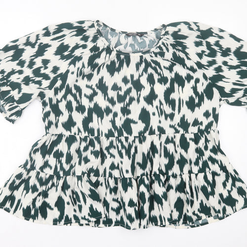 SheIn Womens Green Animal Print Polyester Basic Blouse Size XL Roll Neck