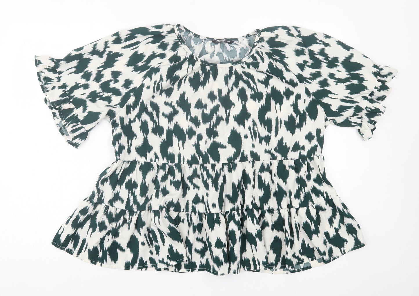 SheIn Womens Green Animal Print Polyester Basic Blouse Size XL Roll Neck