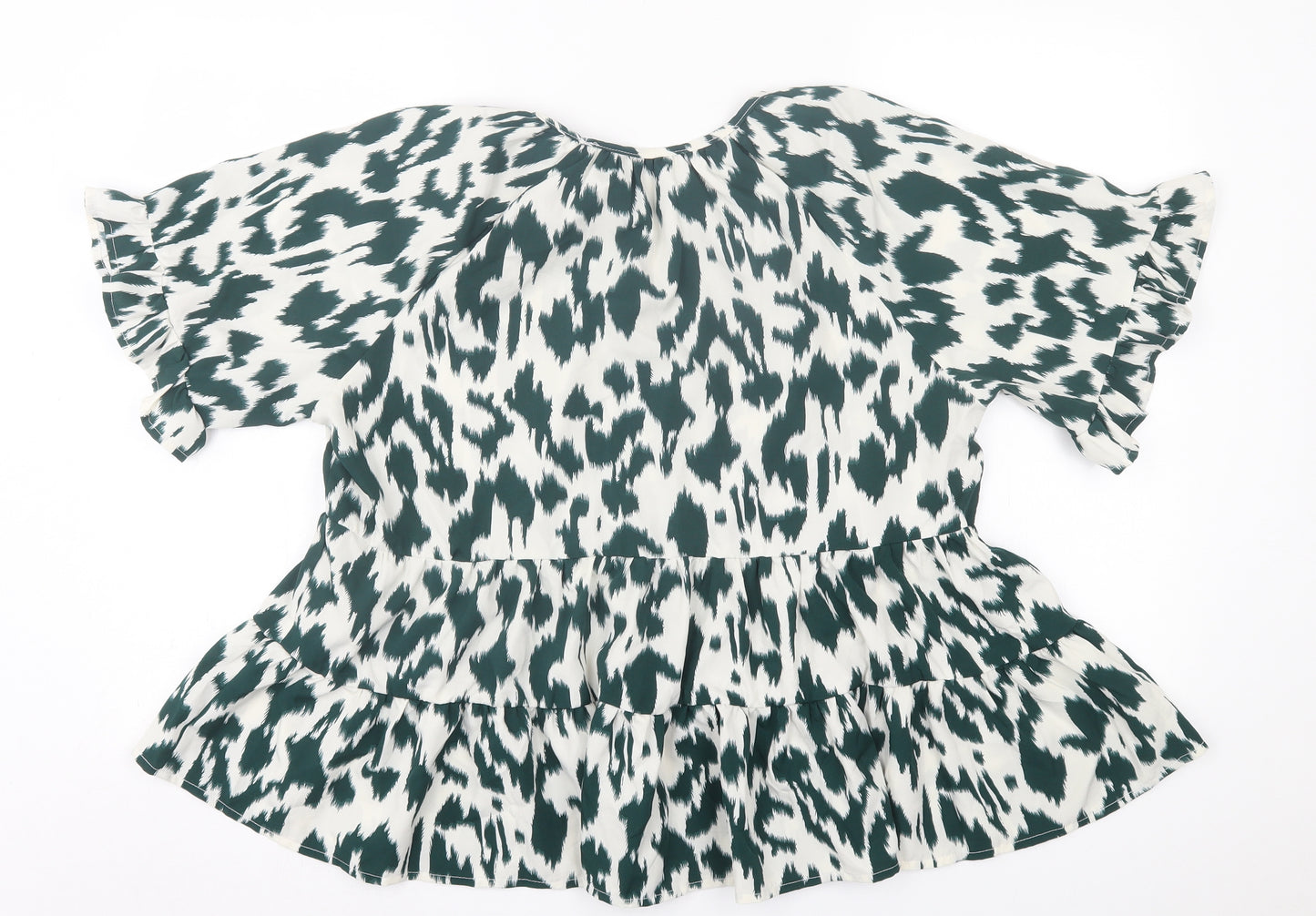 SheIn Womens Green Animal Print Polyester Basic Blouse Size XL Roll Neck