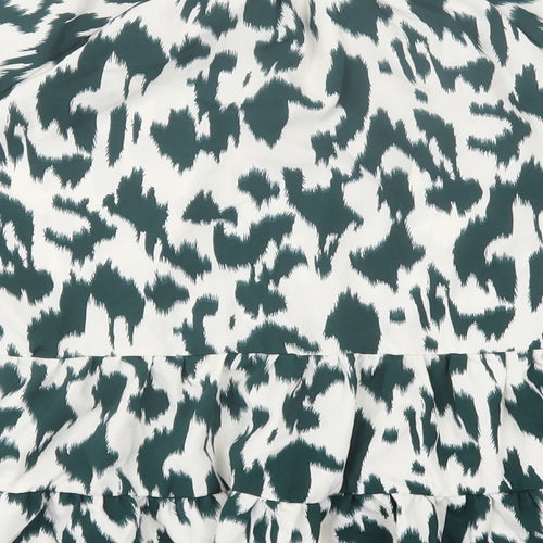 SheIn Womens Green Animal Print Polyester Basic Blouse Size XL Roll Neck