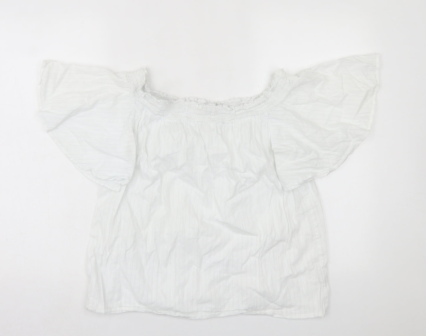 F&F Womens White  Cotton Basic T-Shirt Size 12 Square Neck