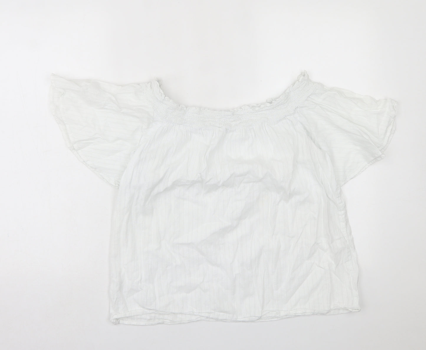 F&F Womens White  Cotton Basic T-Shirt Size 12 Square Neck
