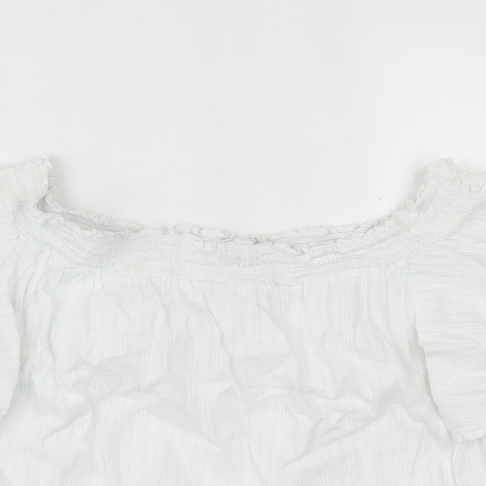 F&F Womens White  Cotton Basic T-Shirt Size 12 Square Neck