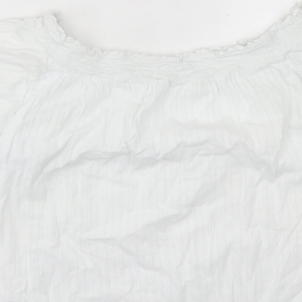 F&F Womens White  Cotton Basic T-Shirt Size 12 Square Neck