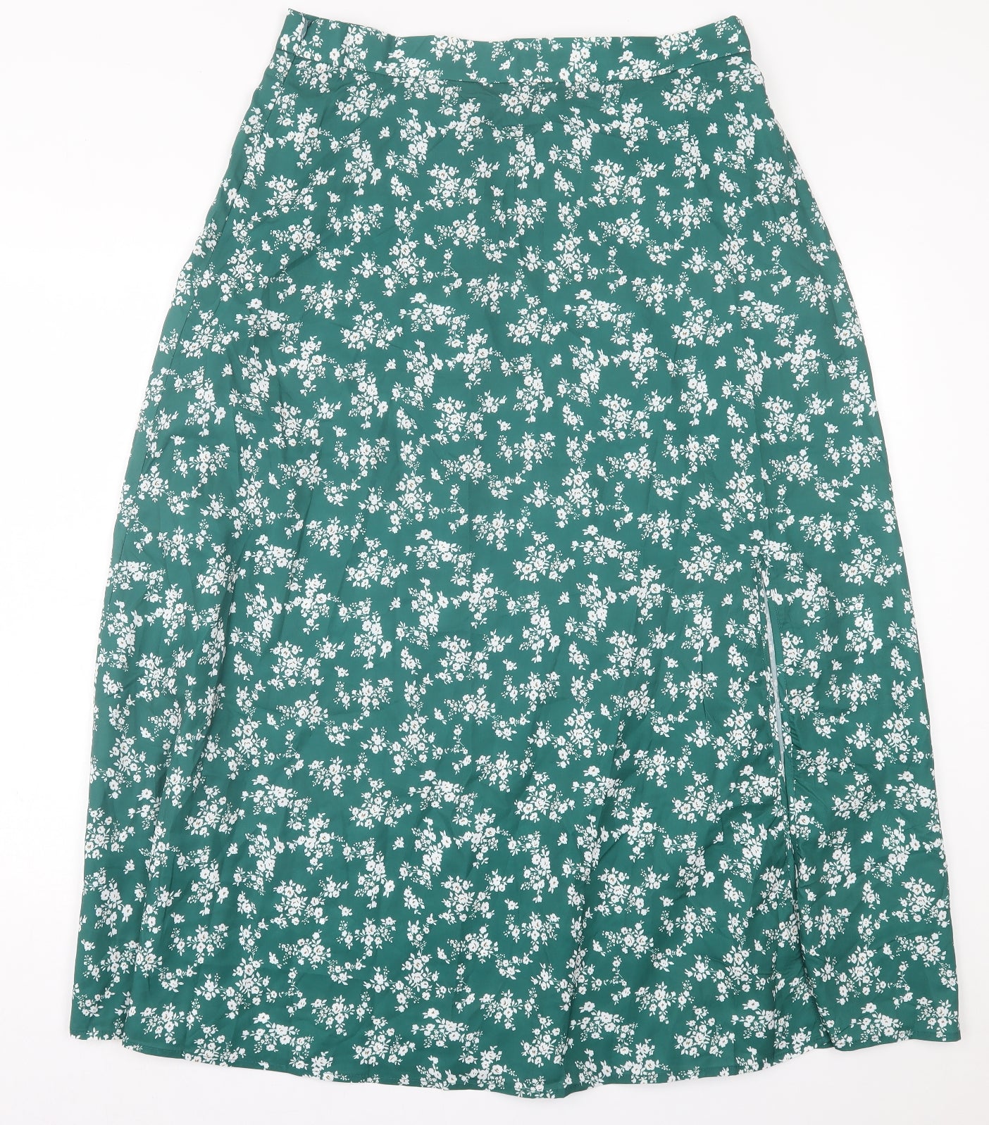 SheIn Womens Green Floral Polyester A-Line Skirt Size XL