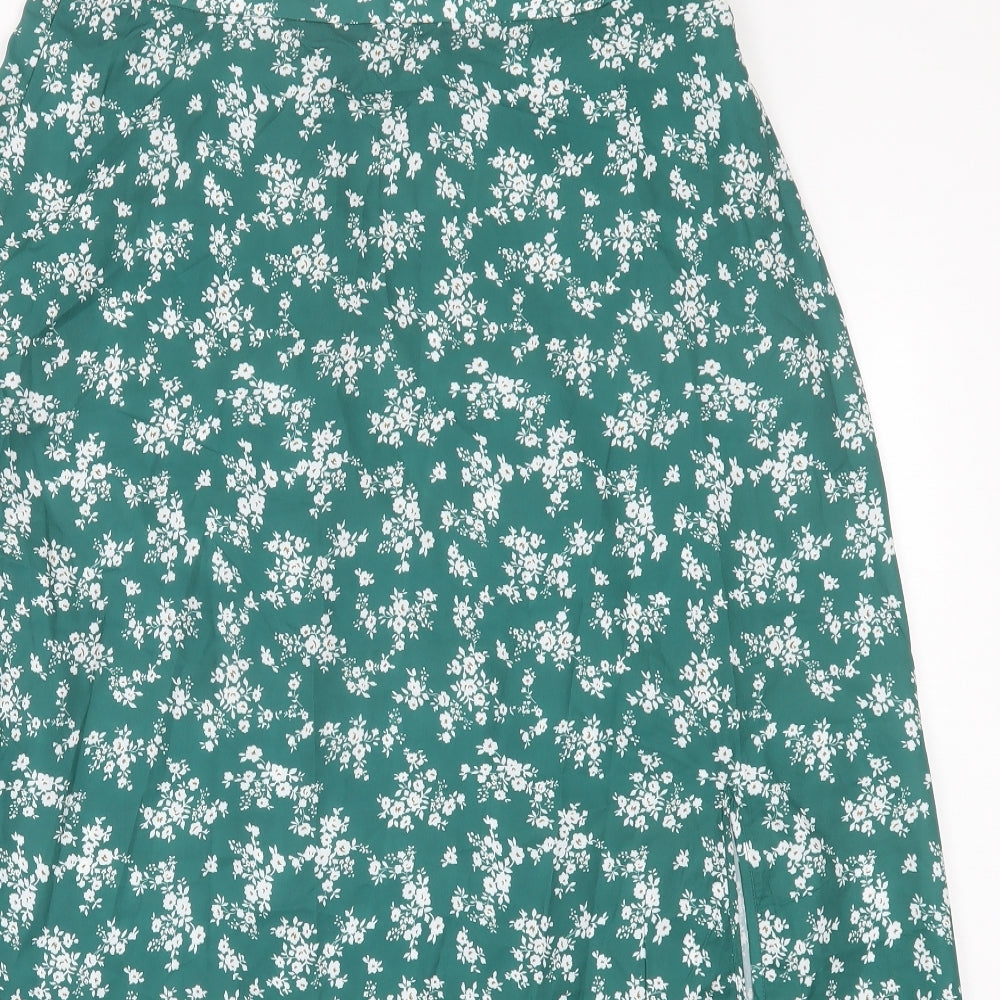 SheIn Womens Green Floral Polyester A-Line Skirt Size XL