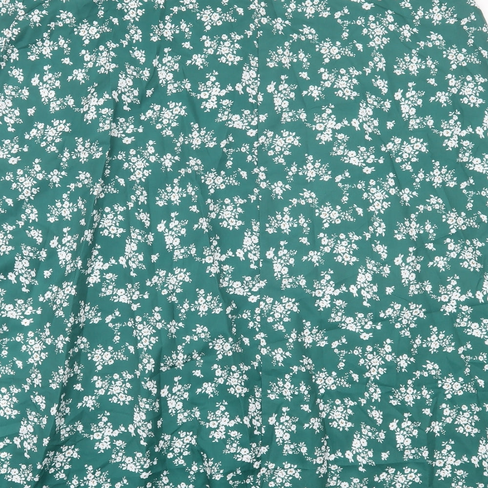 SheIn Womens Green Floral Polyester A-Line Skirt Size XL