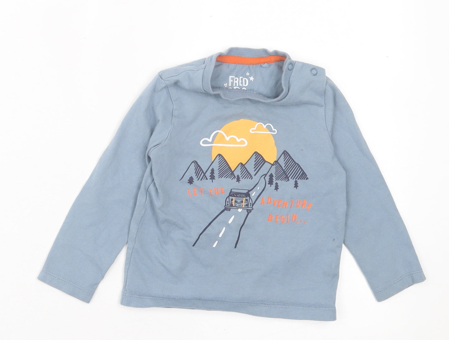 F&F Boys Blue  Cotton Basic Casual Size 18-24 Months Crew Neck Button