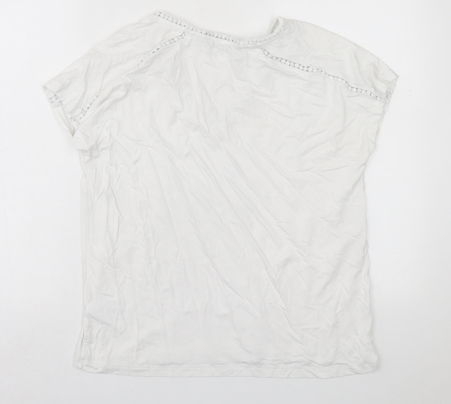 NEXT Womens White  Viscose Basic T-Shirt Size 14 V-Neck