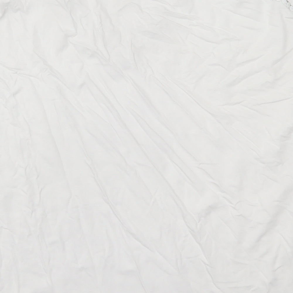 NEXT Womens White  Viscose Basic T-Shirt Size 14 V-Neck
