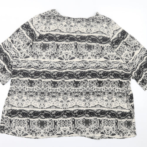 George Womens Black Geometric Viscose Basic T-Shirt Size 28 Crew Neck