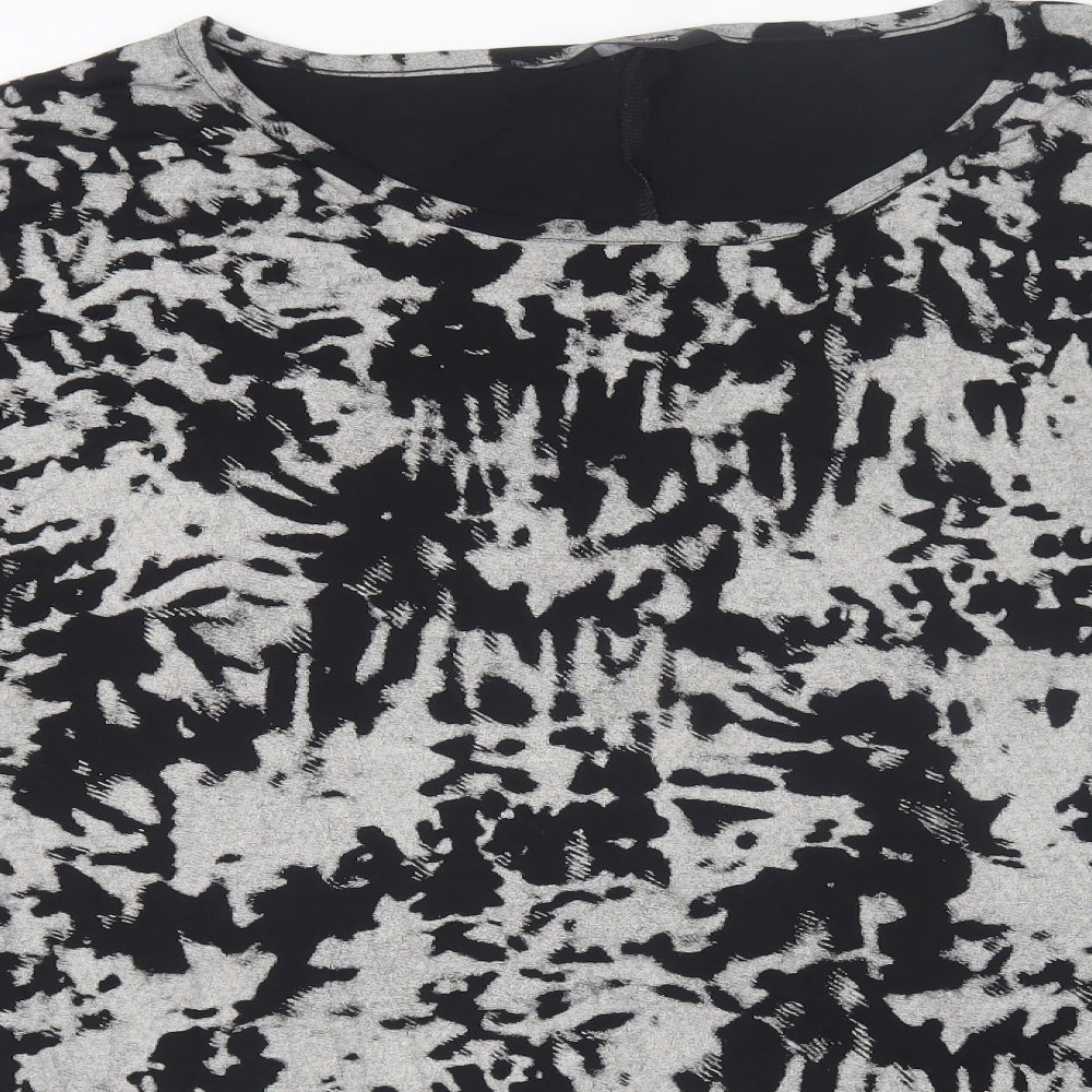 Yours Womens Grey Geometric Viscose Basic T-Shirt Size 30 Scoop Neck