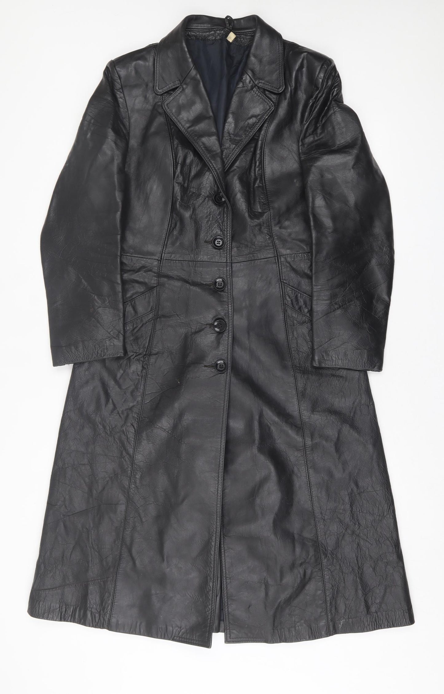 Preworn Womens Black   Overcoat Coat Size 14  Button