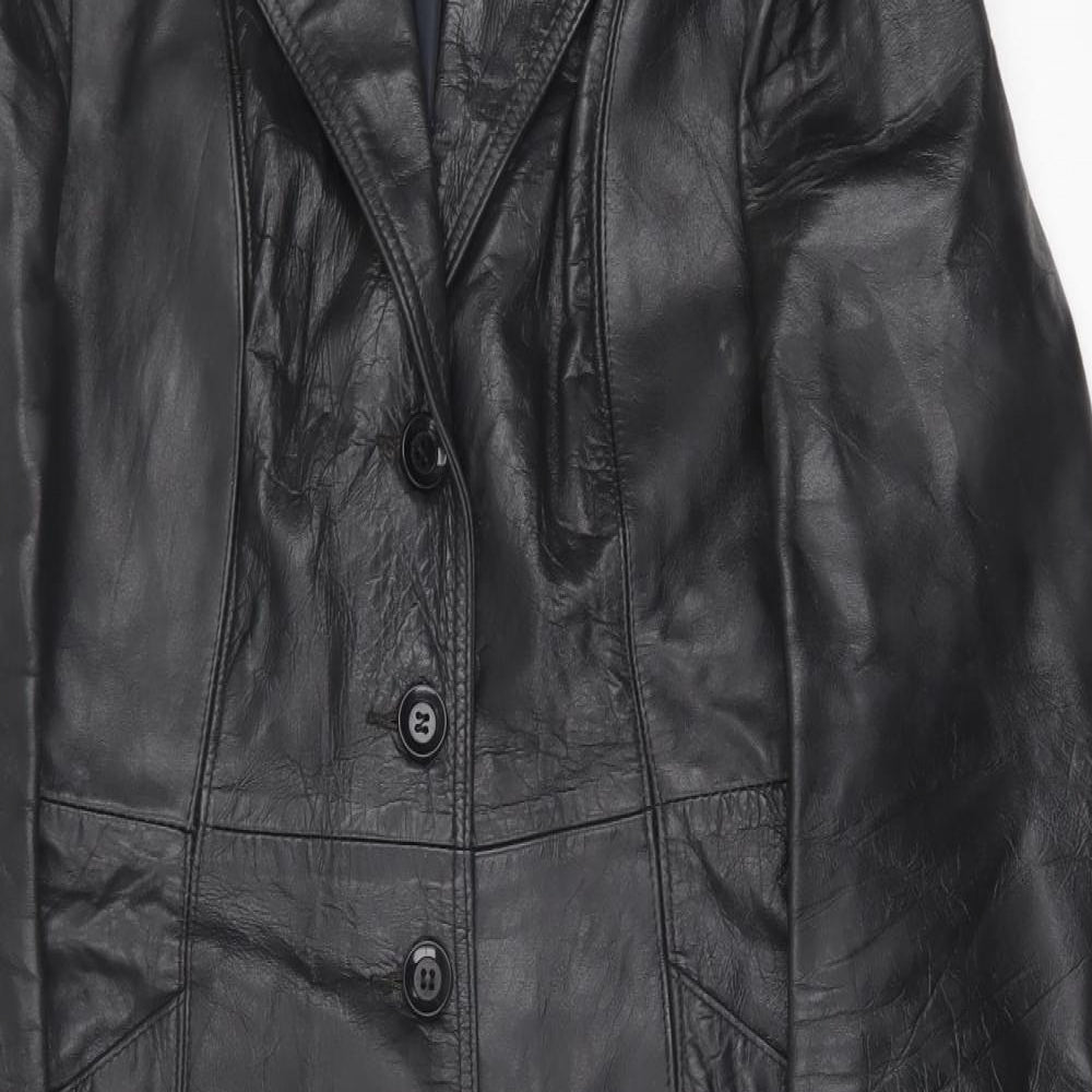 Preworn Womens Black   Overcoat Coat Size 14  Button