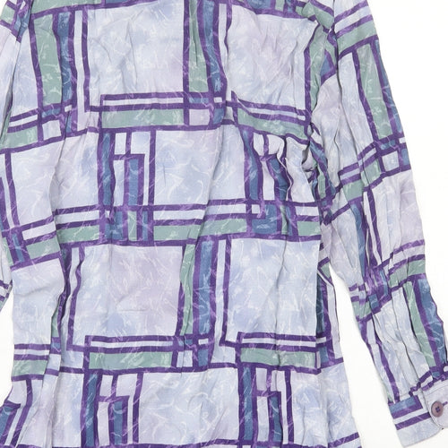 Bianca Womens Purple Geometric Polyester Basic Button-Up Size 12 Collared