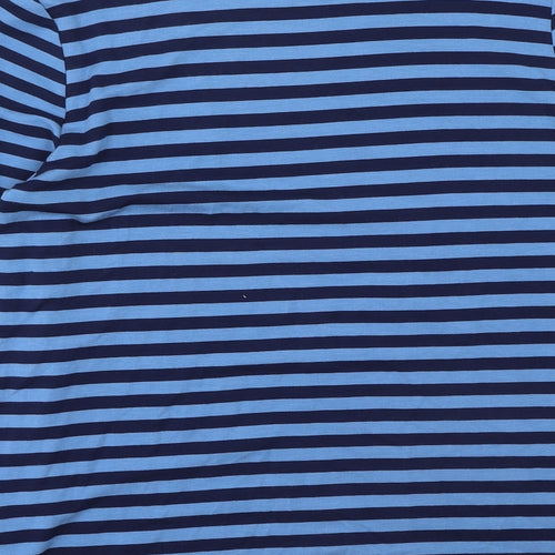 Oasis Womens Blue Striped Viscose Basic T-Shirt Size S Round Neck