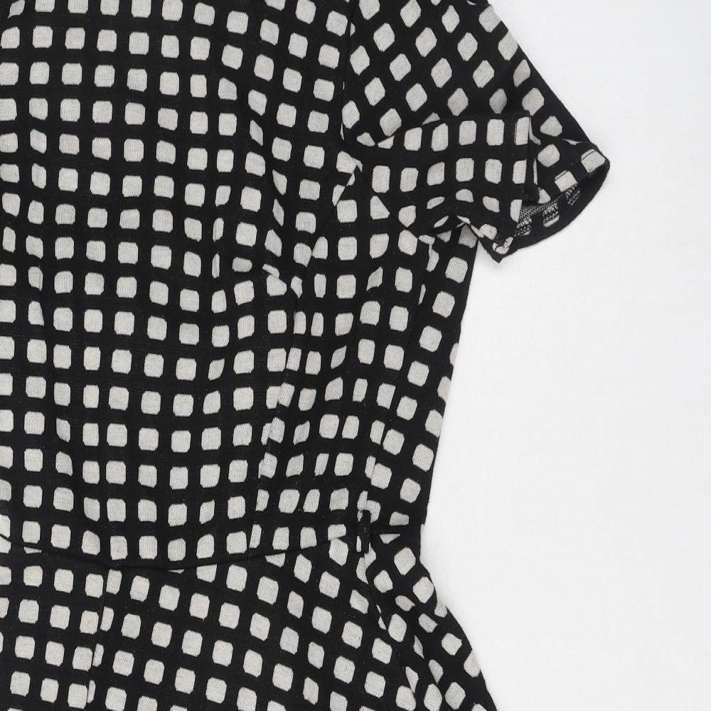 Dorothy Perkins Womens Black Paisley Polyester Fit & Flare  Size 12  High Neck
