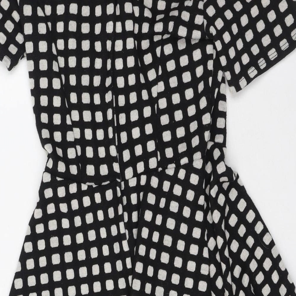 Dorothy Perkins Womens Black Paisley Polyester Fit & Flare  Size 12  High Neck