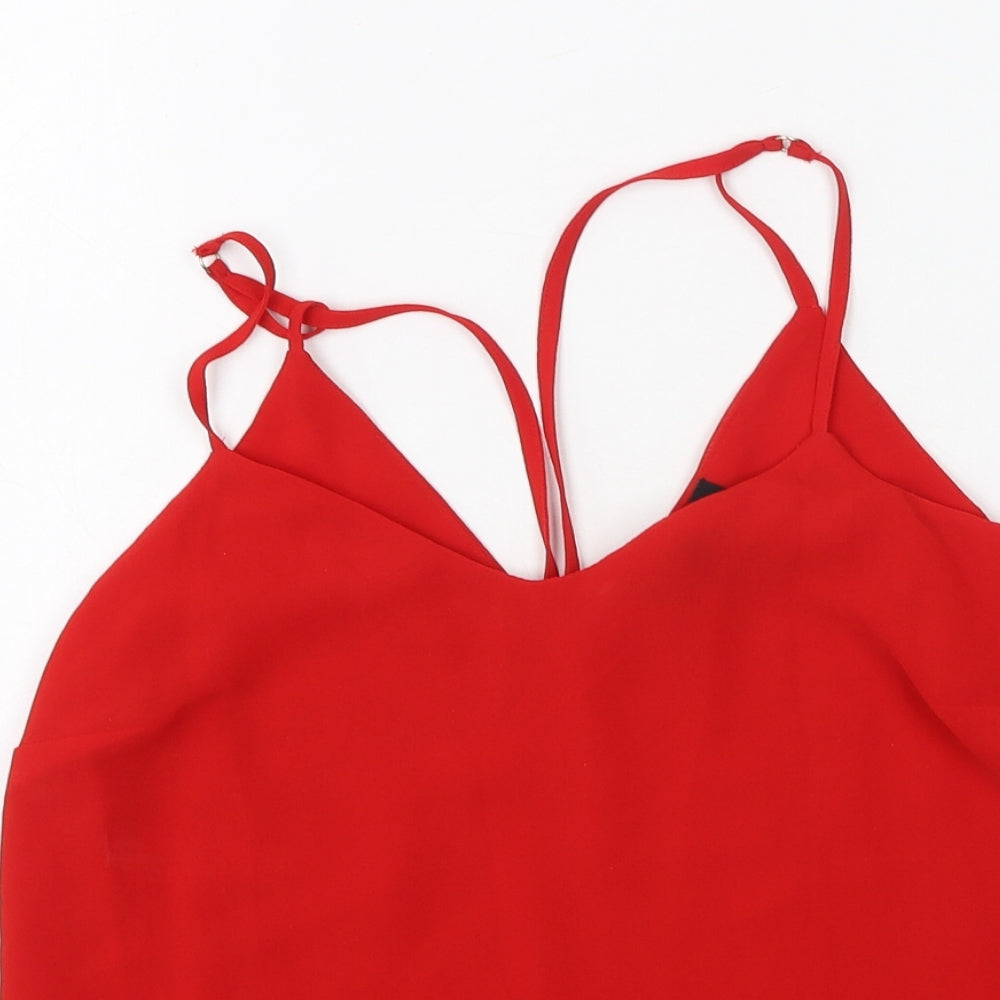 New look  Womens Red  Polyester Camisole Tank Size 6 V-Neck