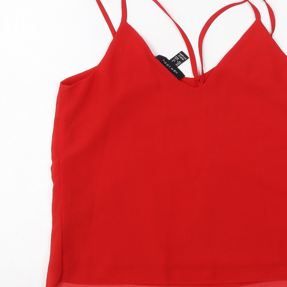 New look  Womens Red  Polyester Camisole Tank Size 6 V-Neck