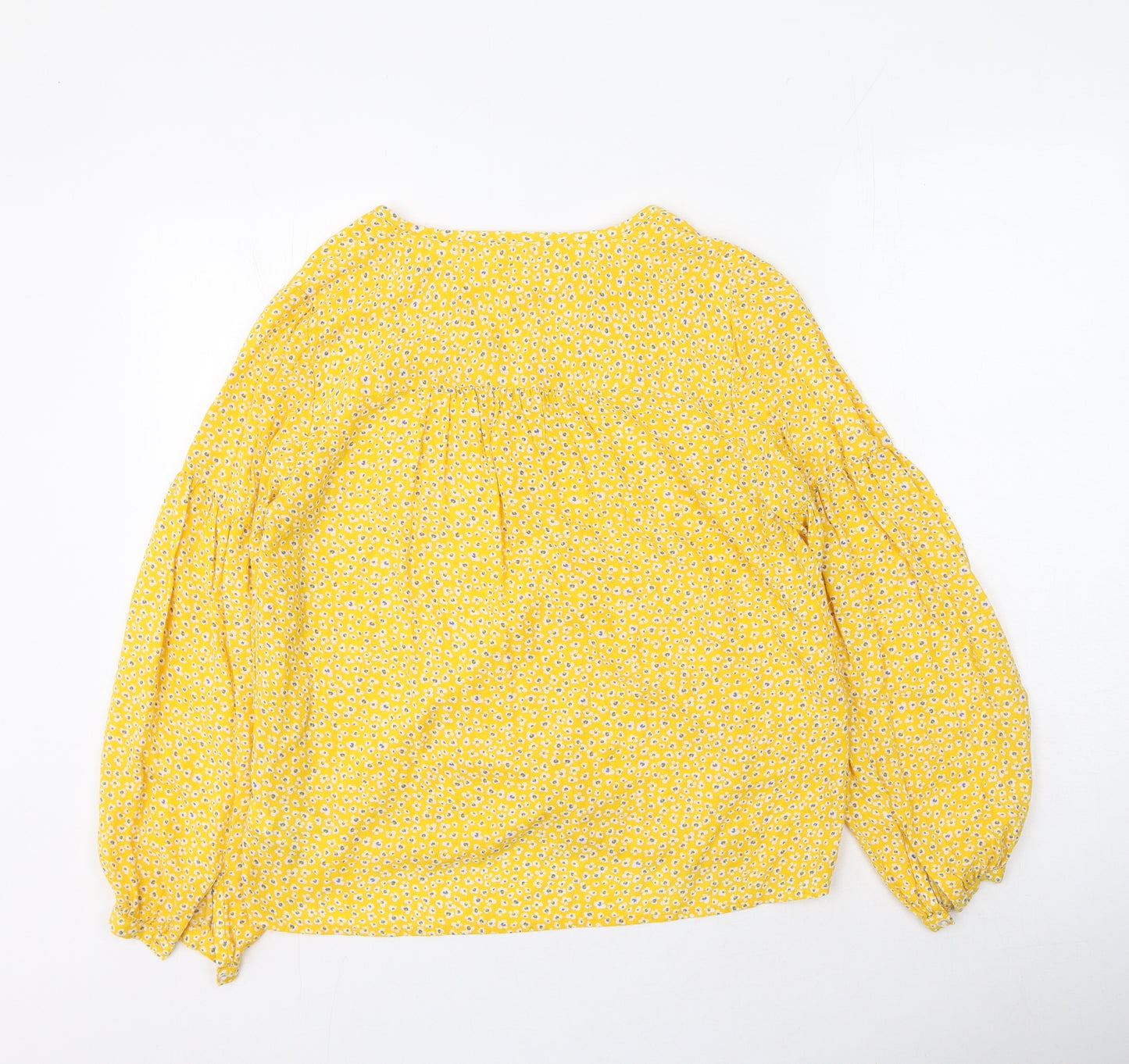 Gap  Womens Yellow Floral Modacrylic Basic Blouse Size XS V-Neck