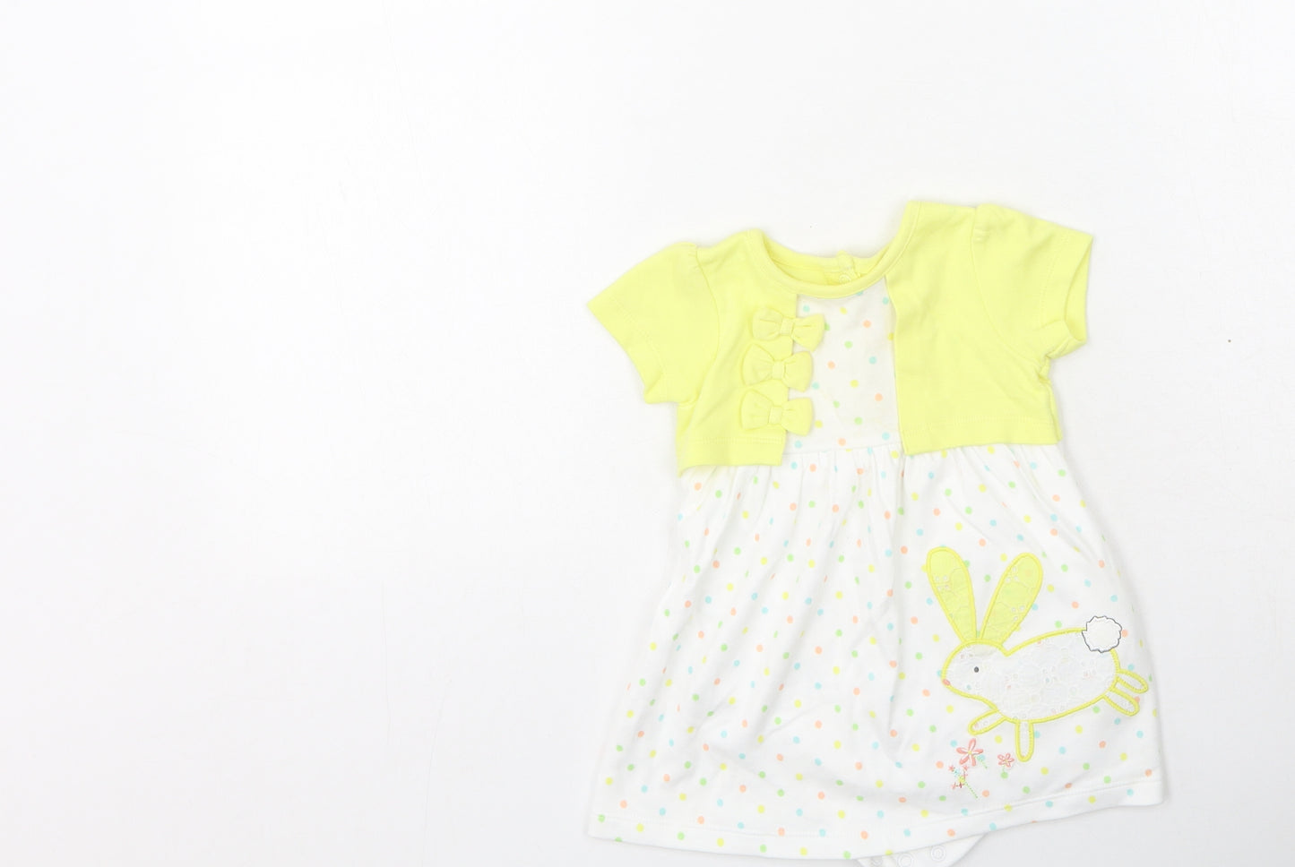 M&Co Girls Multicoloured Spotted Cotton Fit & Flare  Size 3-6 Months  Round Neck