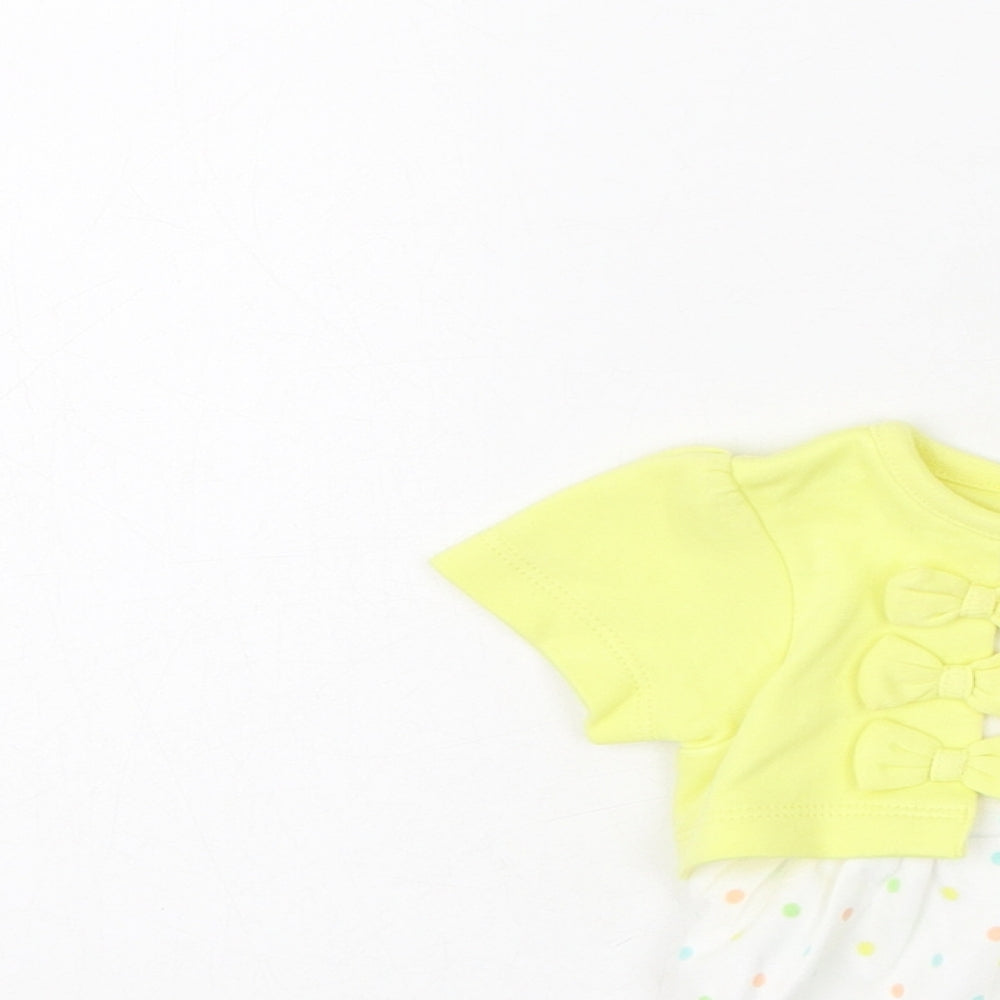 M&Co Girls Multicoloured Spotted Cotton Fit & Flare  Size 3-6 Months  Round Neck