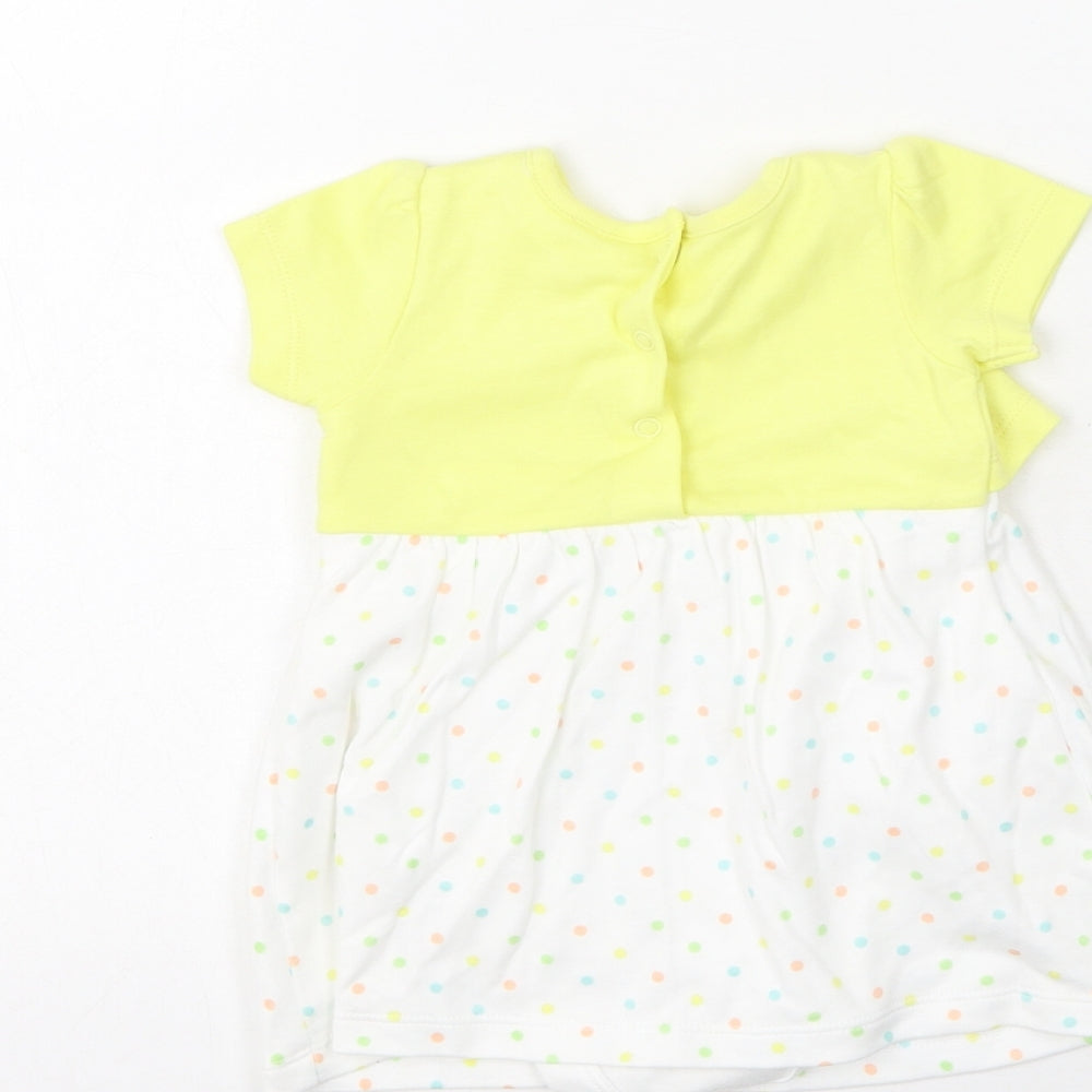 M&Co Girls Multicoloured Spotted Cotton Fit & Flare  Size 3-6 Months  Round Neck