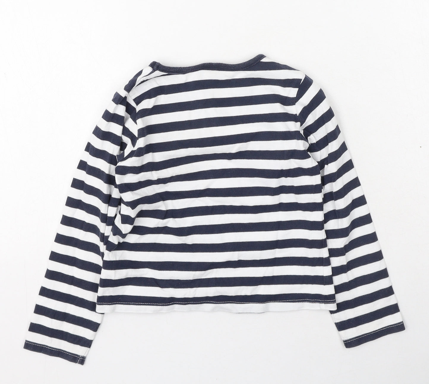 Ladybird Girls Blue Striped Cotton Basic Casual Size 4-5 Years Round Neck