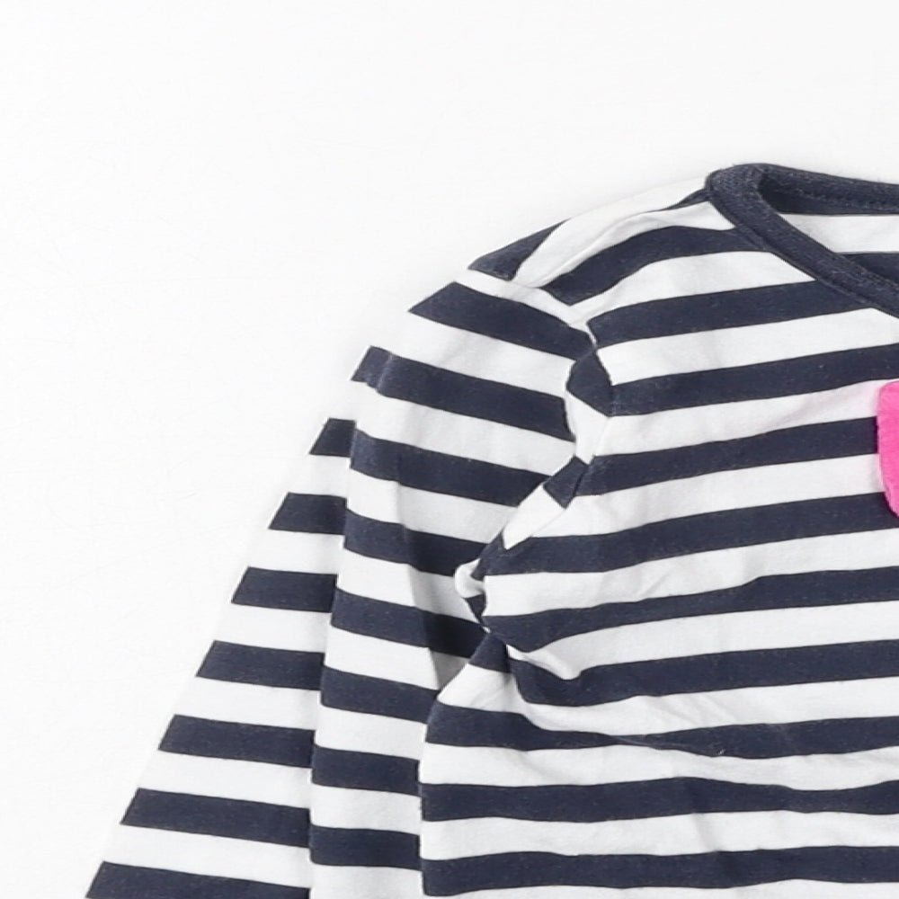 Ladybird Girls Blue Striped Cotton Basic Casual Size 4-5 Years Round Neck