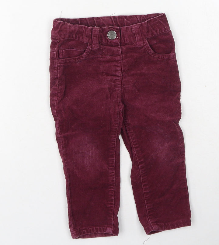 Dunnes Stores Girls Purple Cotton Cargo Trousers Size 9-12 Months