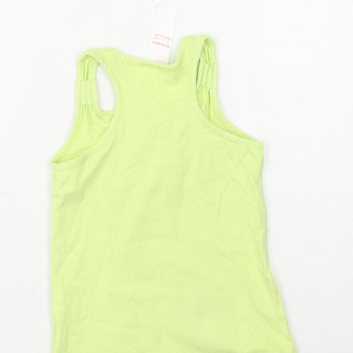 Preworn Girls Green  Cotton Camisole Tank Size 3-4 Years Round Neck
